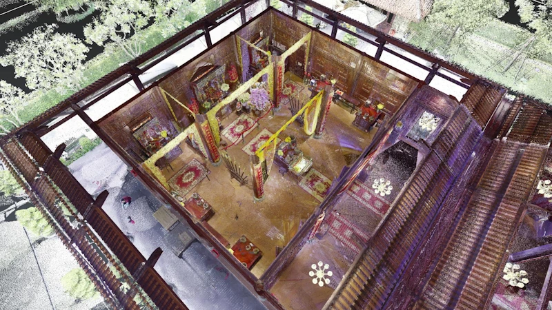 Dữ liệu Pointcloud được cắt một phần để kiểm tra mức độ chi tiết