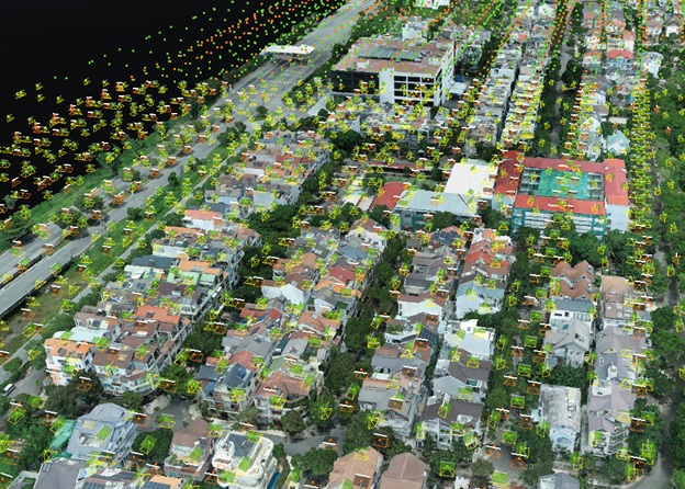 Vị trí ảnh UAV RTK khi xây dựng mô hình 3D đô thị