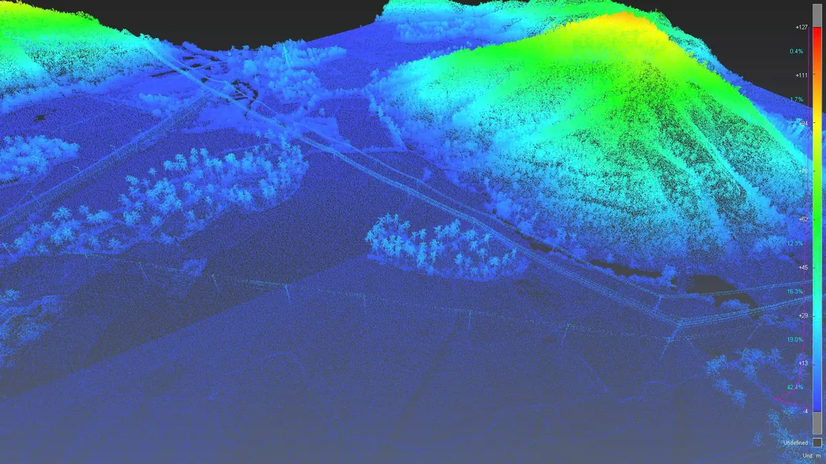 Đám mây điểm UAV LiDAR khối đồi Phú Yên tô màu theo cao độ