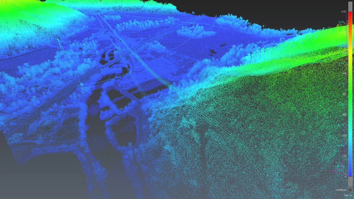 Đám mây điểm LiDAR vùng thung lũng và dòng suối tại khu khảo sát Phú Yên