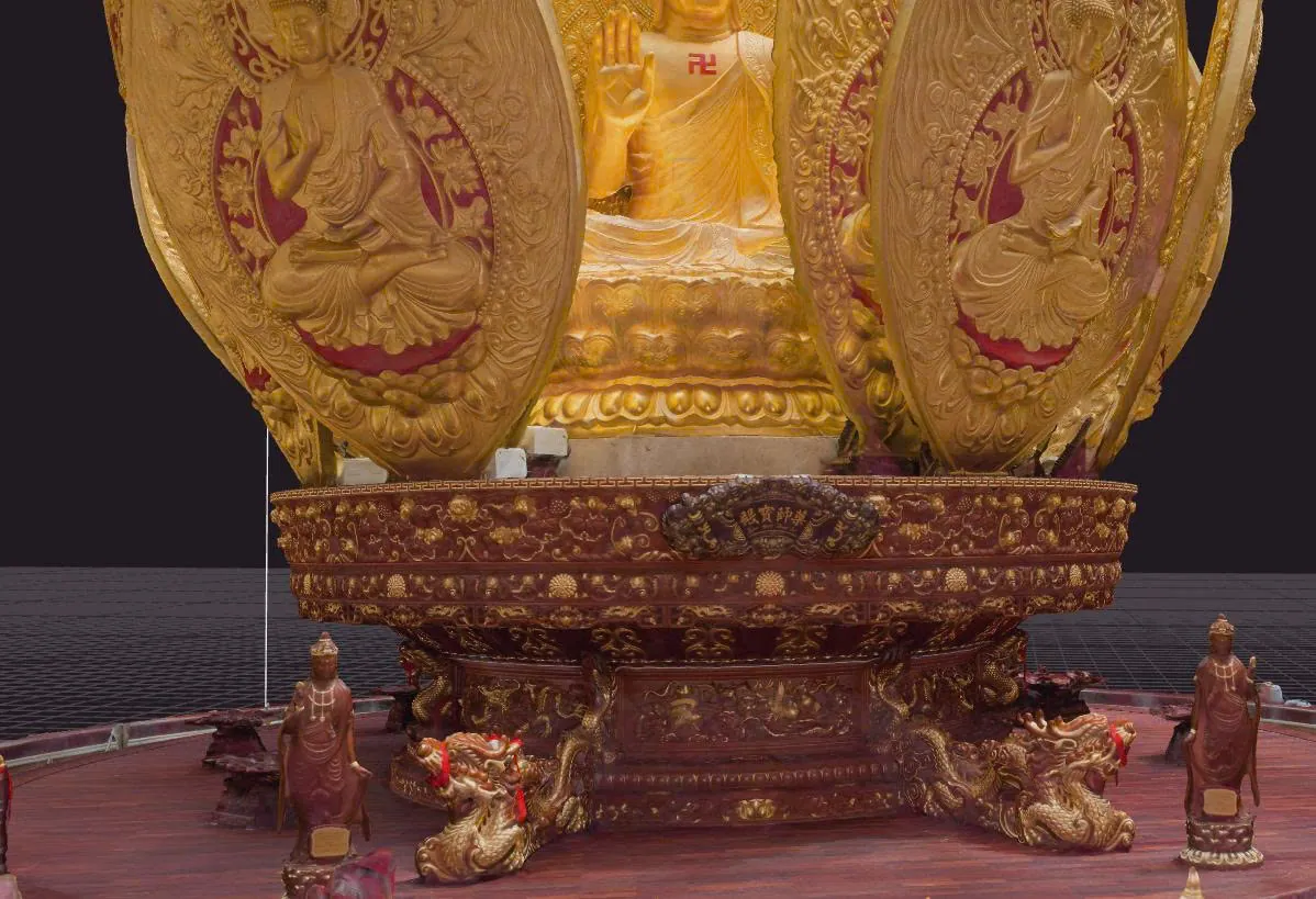 3D model of the gilded dragon-carved lotus pedestal