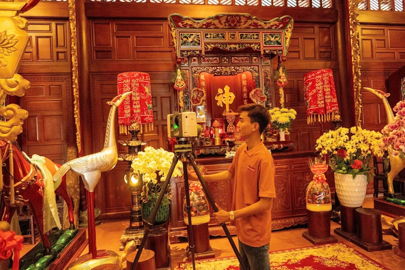 Thiết bị Laser Scan RTC360 chánh điện đền thờ An Khánh